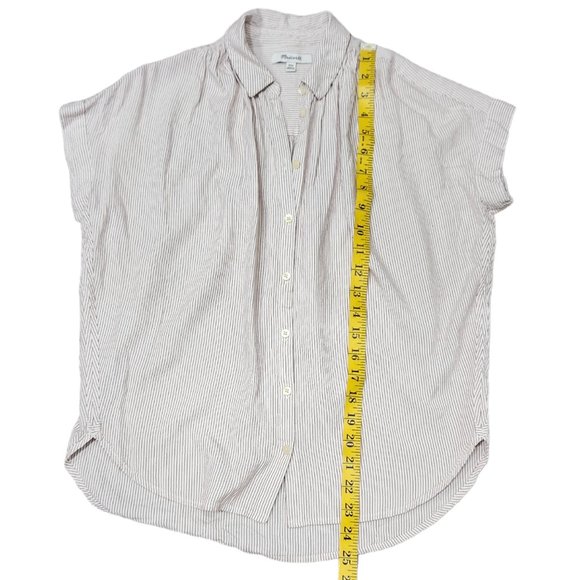 Madewell Central Stripe Oversized Fit Button-Down Red and White Shirt XS - Picture 8 of 10